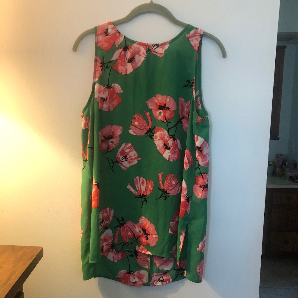 Green floral sleeveless shirt
